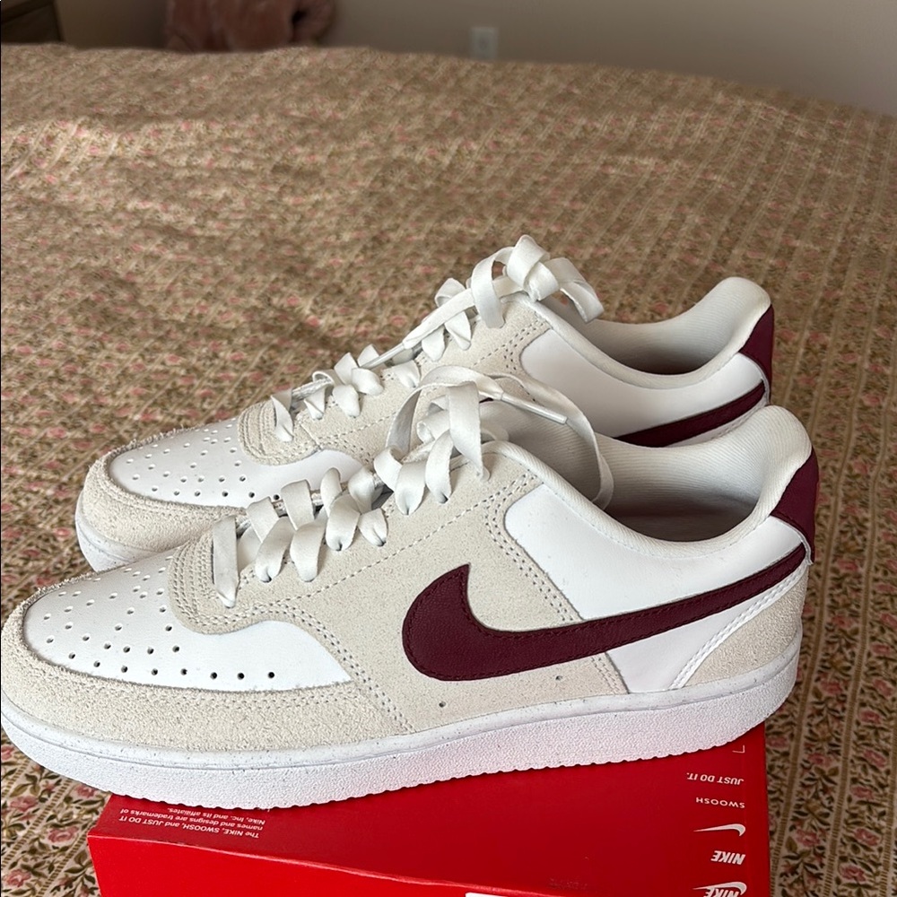 Nike Cream and Burgundy Sneakers